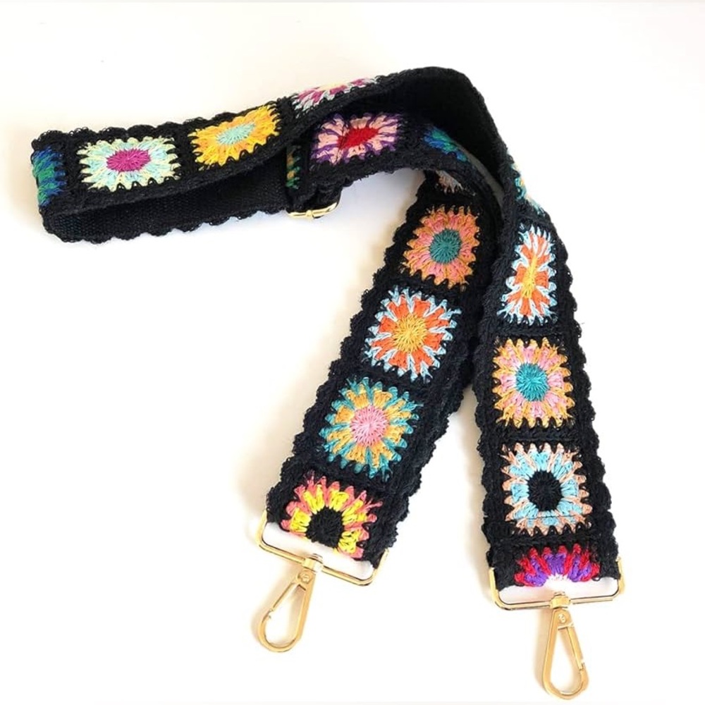 Vintage Handmade Crochet Floral Purse Straps Replacement Crossbody NEW - Picture 2 of 7